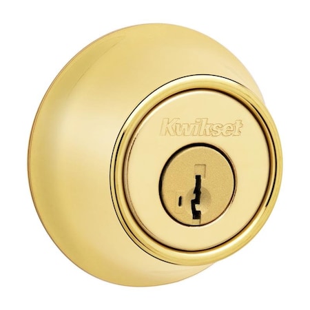 Kwikset Kwikset SmartKey Security Polished Brass Metal Single Cylinder Deadbolt 96600-747